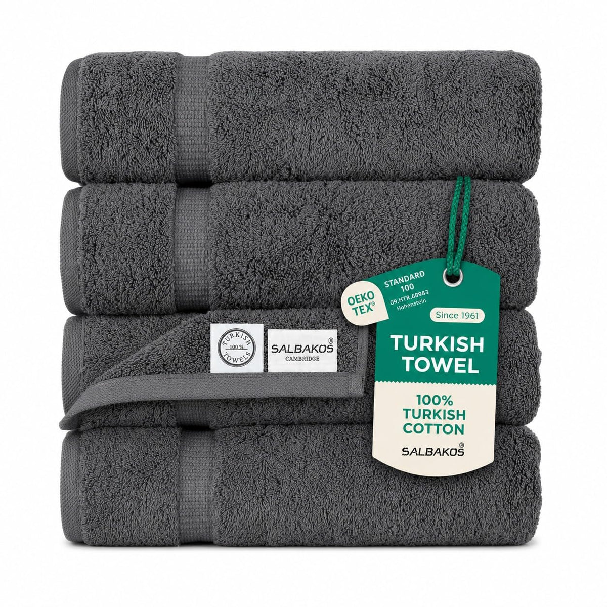 SALBAKOS 4-Piece 100% Turkish Cotton Bath Towels, 27x54 inch, White