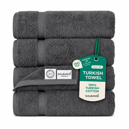 SALBAKOS 4-Piece 100% Turkish Cotton Bath Towels, 27x54 inch, White
