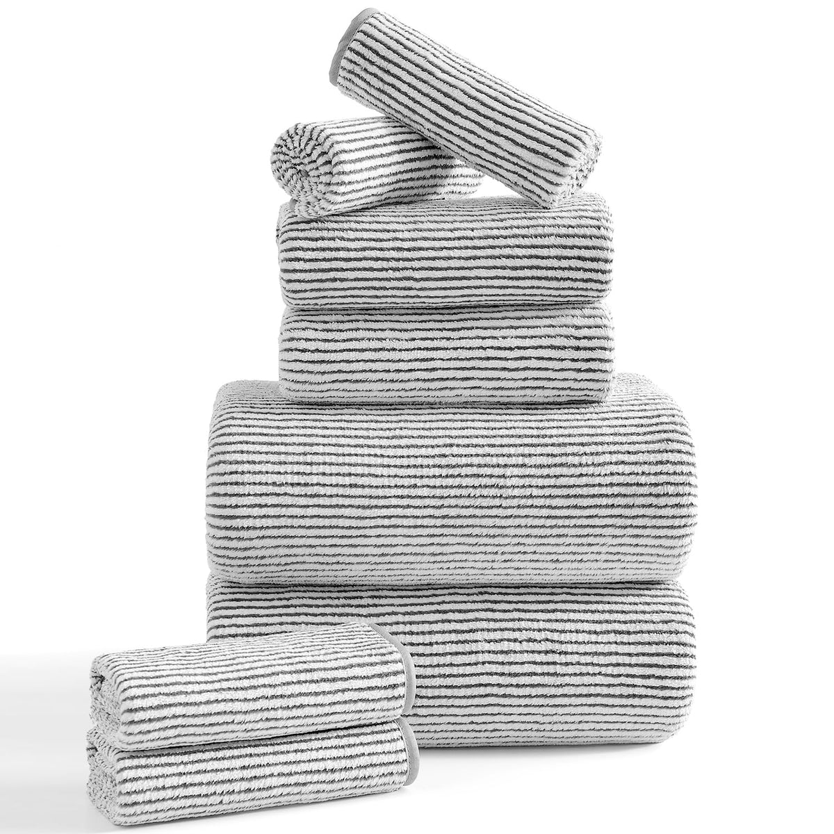 4 Piece Bath Towel Set 35"x70"Oversized Bath Towel for Bathroom Ultra Soft Fluffy Extra Large Bath Sheet Luxury Premium Bathroom Towel Highly Absorbent Quick Dry Shower Towel for Hotel Spa,Black White