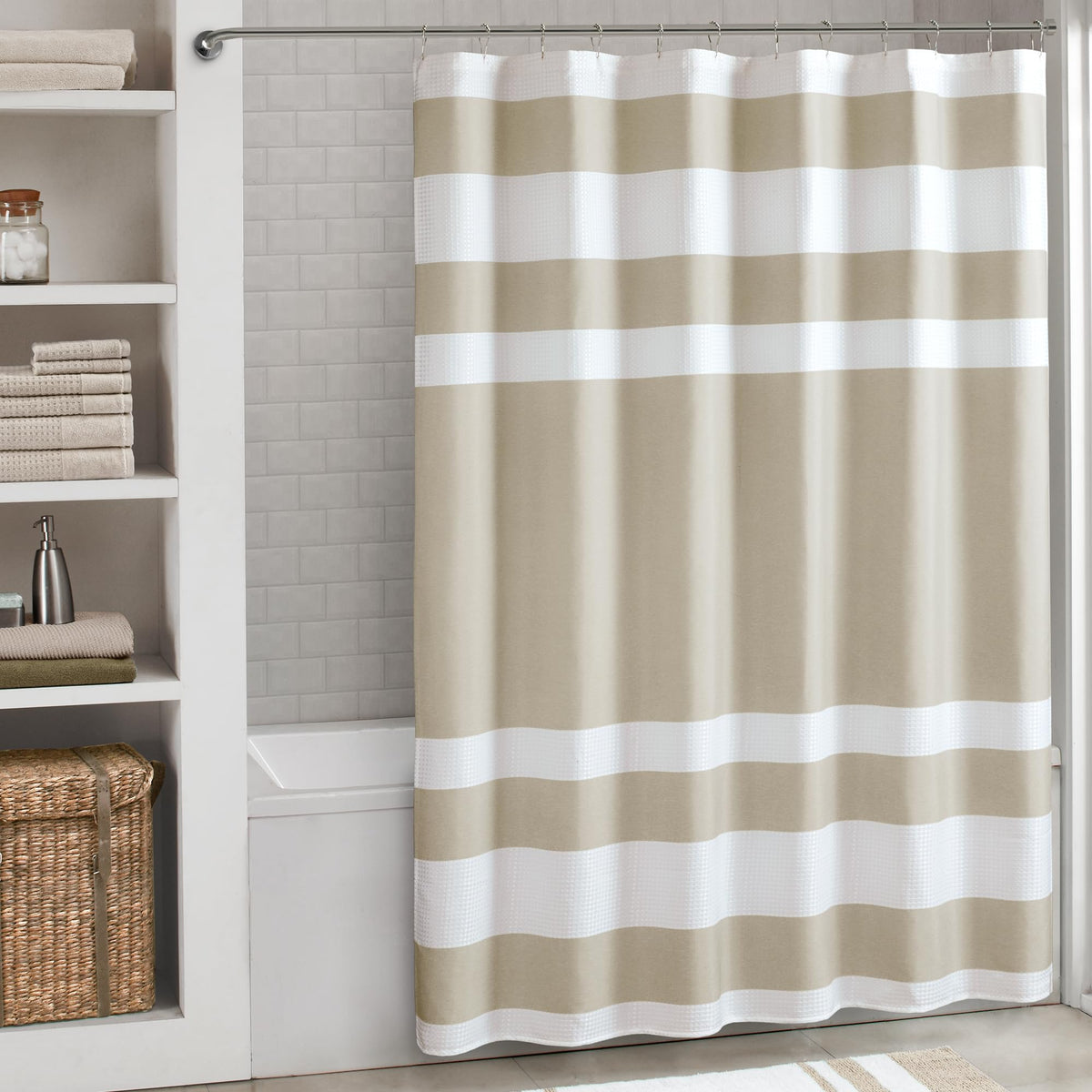 Madison Park Spa Waffle Shower Curtain for Bathroom, 72 x 72, Grey