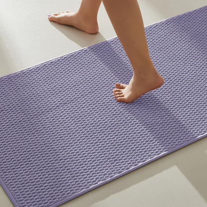 TYUU Bathroom Rugs Non Slip Washable, Super Absorbent Thin Bath Mat Small Quick Dry Low Pile Bathroom Rug, White 16"x24" / 1'4" x 2'