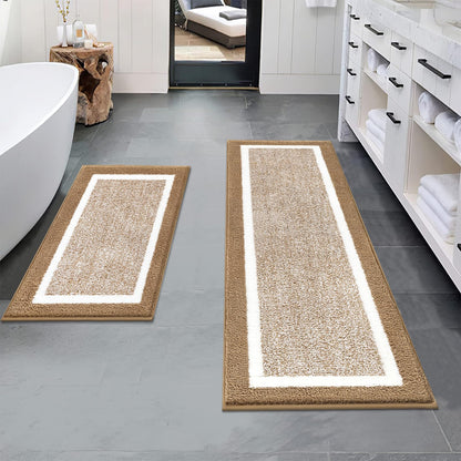 Pauwer Bathroom Rugs 3 Piece Set, Non Slip Washable Bath Mat, Dark Grey