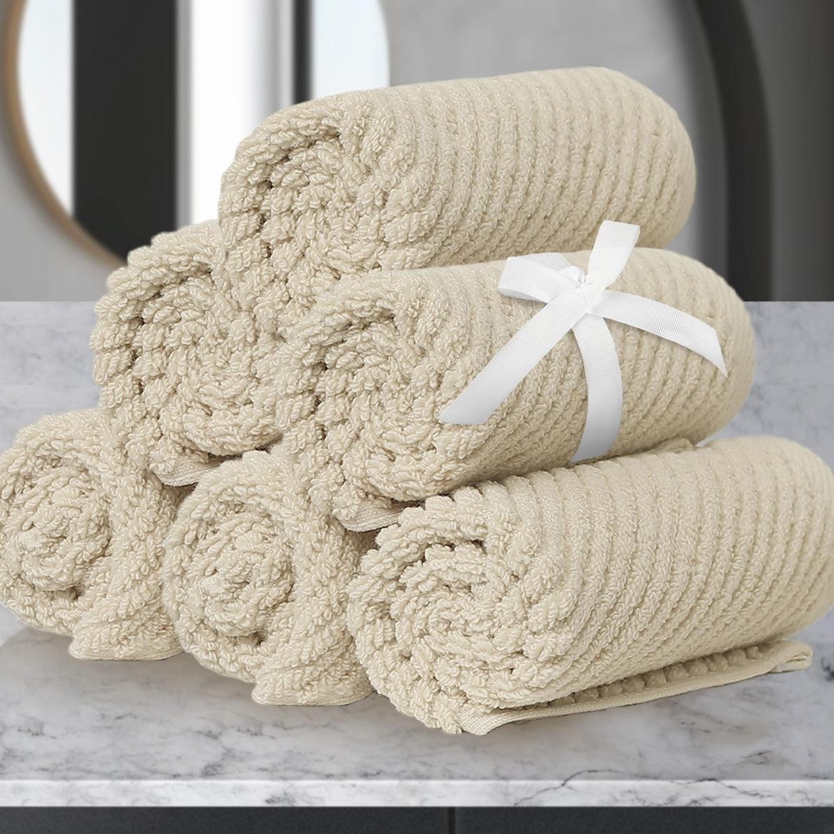 VOOVA & MOVAS 6PC Towel Set, 100% Cotton, Aqua Teal