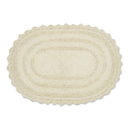 DII Crochet Collection Reversible Bath Mat, Small Oval, 17x24, White