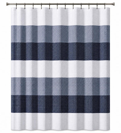 Dainty Home Ombre Waffle Weave Shower Curtain 70 x 72 Grey Textured Fabric Shower Curtain, Hotel Style Waffle Weave Bathroom Curtain, Water Resistant Polyester Ombre Shower Curtain