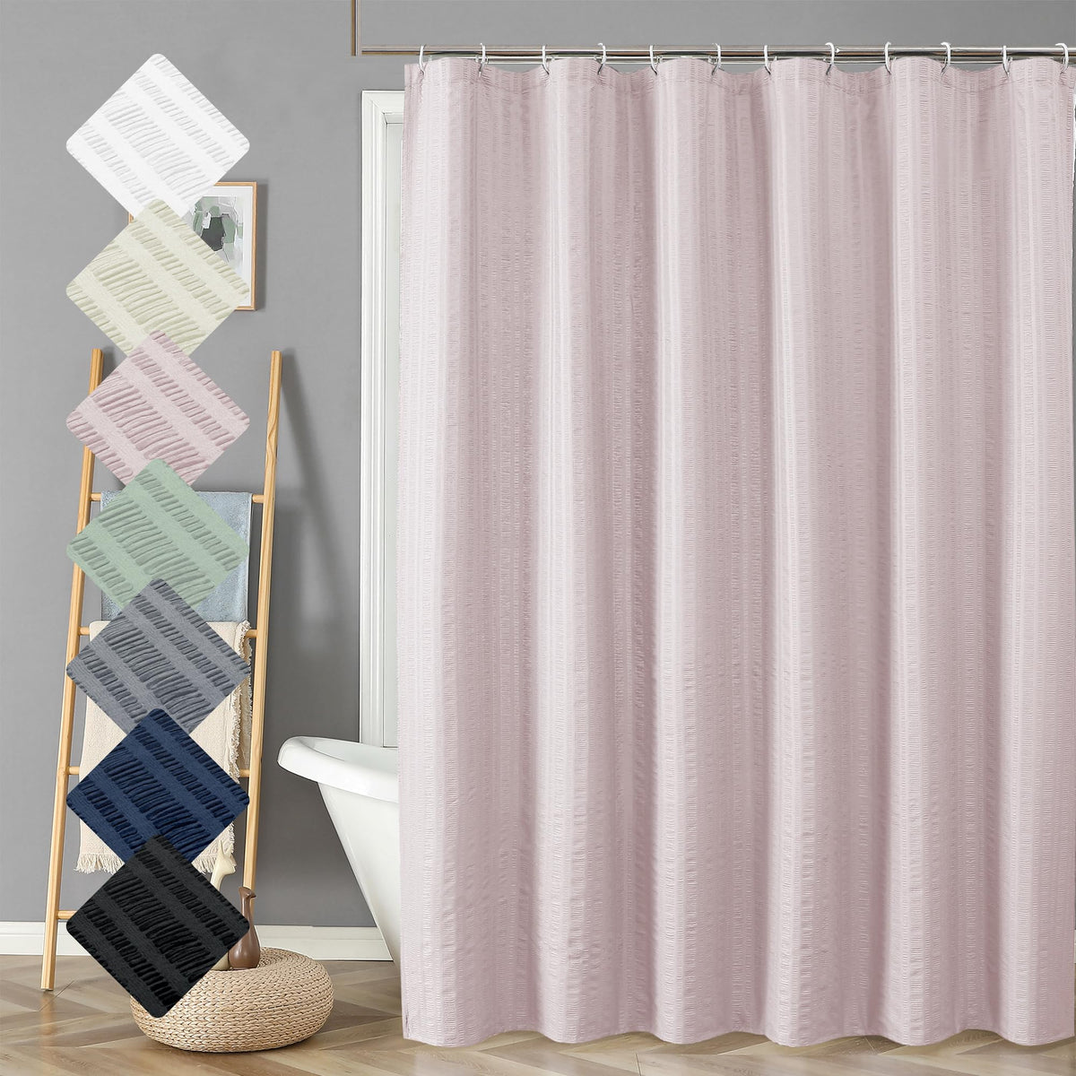 Aiyufeng Moga Sage Green Shower Curtain - 3D Embossed Textured Shower Curtains for Bathroom, Luxury Polyester Cloth Bath Curtain, 72Wx72H, Green