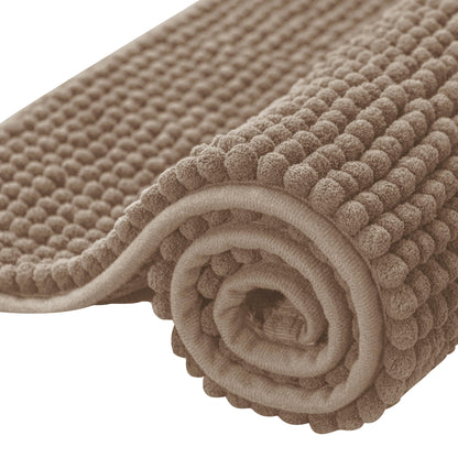 SUBRTEX Bathroom Rugs Chenille Bath Rug Soft Short Plush Bath Mat Soft Shower Mat Water Absorbent Shower Mat Quick Dry Machine Washable(White,18" x 24")