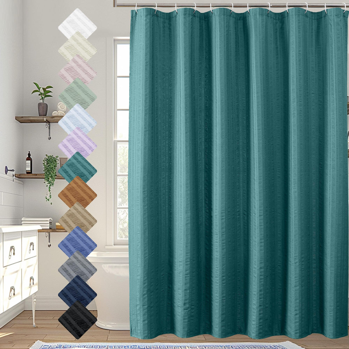 Aiyufeng Moga Sage Green Shower Curtain - 3D Embossed Textured Shower Curtains for Bathroom, Luxury Polyester Cloth Bath Curtain, 72Wx72H, Green