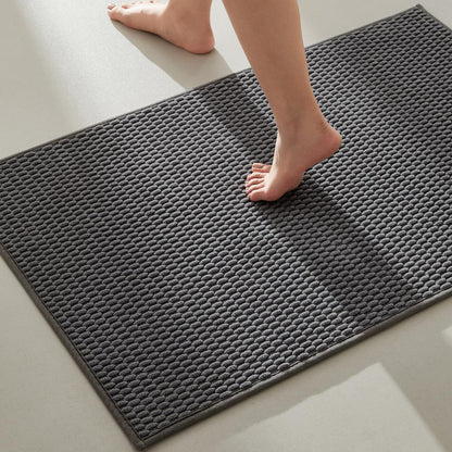 TYUU Bathroom Rugs Non Slip Washable, Super Absorbent Thin Bath Mat Small Quick Dry Low Pile Bathroom Rug, White 16"x24" / 1'4" x 2'