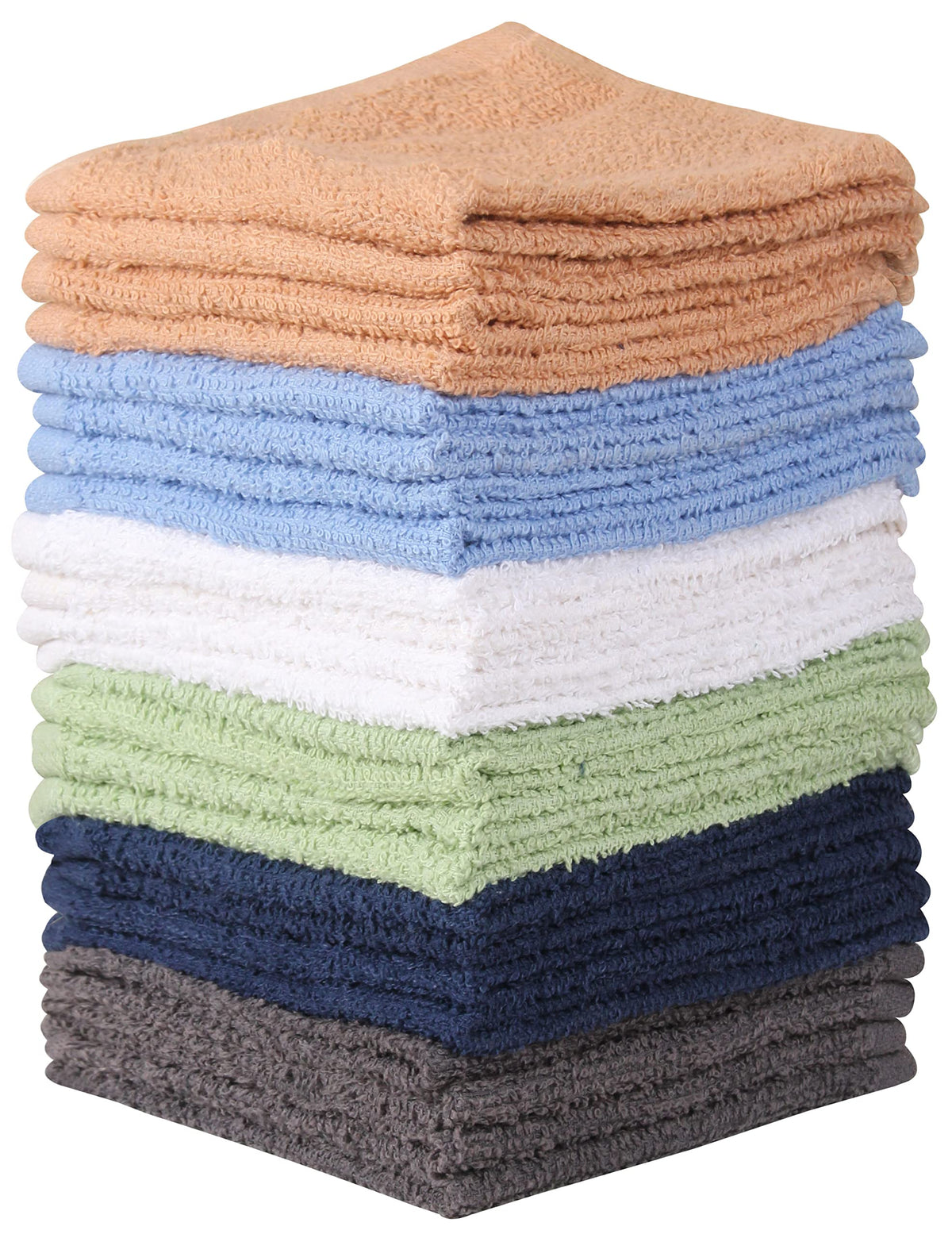 Towel and Linen Mart 100% Cotton 6 Pack Bath Towel Set, Quick Dry, Super Absorbent, Light Weight, Soft, (27 x 54 Pack of 6) Beige, White, Grey, Sky Blue, SAGE Green, Navy