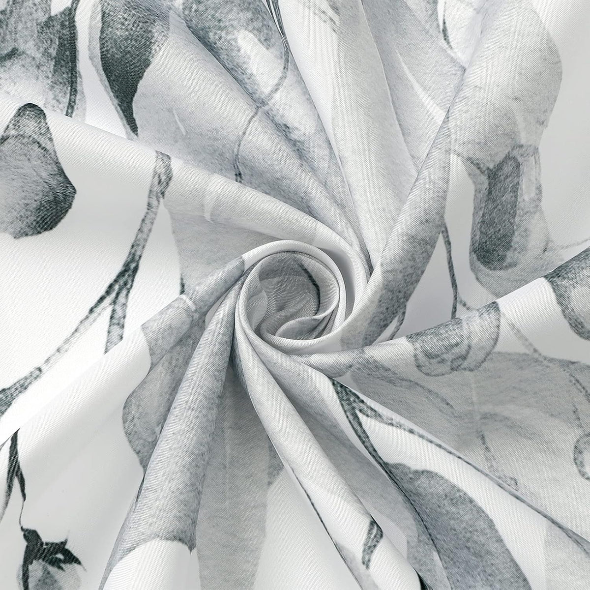 Gibelle Grey Eucalyptus Shower Curtain, Watercolor Floral Print, 72x72
