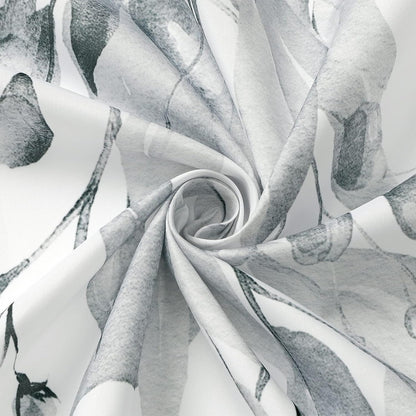 Gibelle Grey Eucalyptus Shower Curtain, Watercolor Floral Print, 72x72
