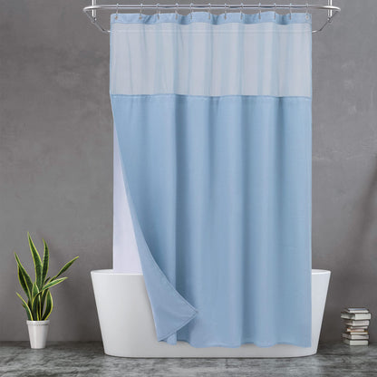 N&Y HOME Waffle Weave Shower Curtain with Snap-in Liner Set White, 71x72