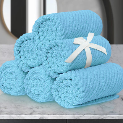 VOOVA & MOVAS 6PC Towel Set, 100% Cotton, Aqua Teal