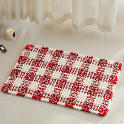 TYUU Waffle Bath Mat, Boho Bathroom Rugs Non Slip Washable, 30x20 Khaki