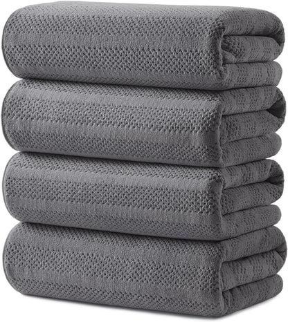 ecolook Microfiber Bath Towels Set of 4, 31 x 63 Inch Extra Large Bath Towel Set, Super Soft & Highly Absorbent, Quick Dry Lightweight Towels for Bathroom, Gym, Spa, Pool & Travel, Gray