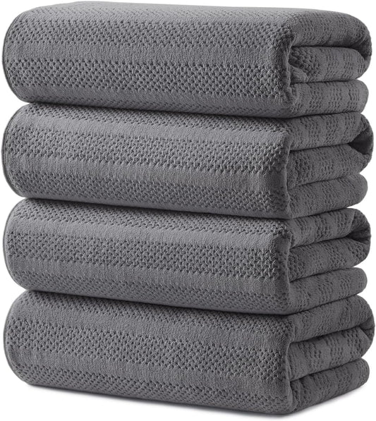 ecolook Microfiber Bath Towels Set of 4, 31 x 63 Inch Extra Large Bath Towel Set, Super Soft & Highly Absorbent, Quick Dry Lightweight Towels for Bathroom, Gym, Spa, Pool & Travel, Gray