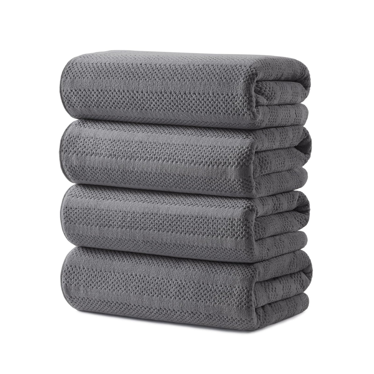 ecolook Microfiber Bath Towels Set of 4, 31 x 63 Inch Extra Large Bath Towel Set, Super Soft & Highly Absorbent, Quick Dry Lightweight Towels for Bathroom, Gym, Spa, Pool & Travel, Gray