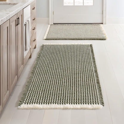 MIULEE Set of 2 Waffle Bathroom Rugs Boho Bath Mat Brown 18x30 Inch