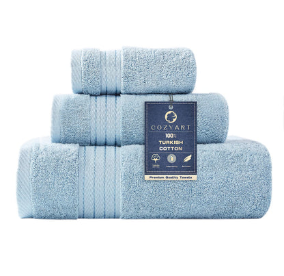 COZYART Luxury Bath Towel Set 6 Pcs, Dark Green 100% Turkish Cotton 650 GSM