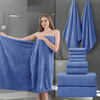 Ycosy 8-Piece Bath Towels Set,2 Oversized Bath Sheet,2 Hand Towels and 4 Washcloths - 600 GSM Soft Microfiber Highly Absorbent Quick Dry Shower Towel Collection for Bathroom Hotel and Spa,Mint Green