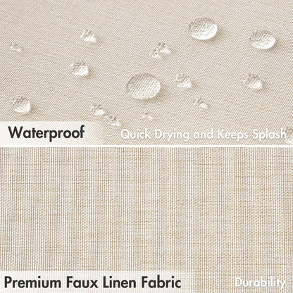 MIULEE Beige Scalloped Shower Curtain Linen Textured with 12 Metal Hooks Cute Heavy Duty Washable Waterproof Neutral Thick Cloth Shower Curtains with Black Border for Bathroom Bathtub,W72*L72 Cream