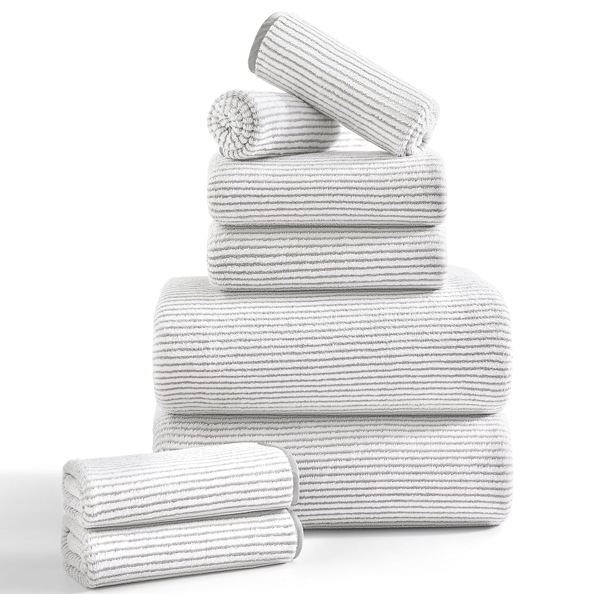 4 Piece Bath Towel Set 35"x70"Oversized Bath Towel for Bathroom Ultra Soft Fluffy Extra Large Bath Sheet Luxury Premium Bathroom Towel Highly Absorbent Quick Dry Shower Towel for Hotel Spa,Black White