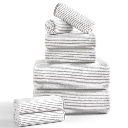 4 Piece Bath Towel Set 35"x70"Oversized Bath Towel for Bathroom Ultra Soft Fluffy Extra Large Bath Sheet Luxury Premium Bathroom Towel Highly Absorbent Quick Dry Shower Towel for Hotel Spa,Black White
