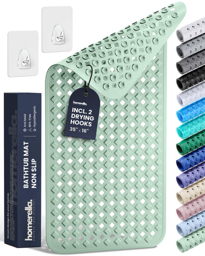 homerella Bathtub Mat Non Slip 35x16 Shower Mat Non Slip Anti Mold BPA Free