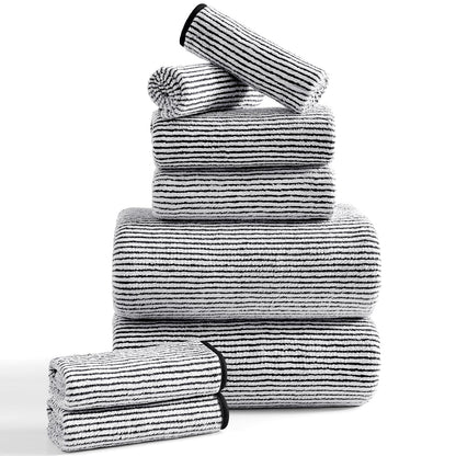 4 Piece Bath Towel Set 35"x70"Oversized Bath Towel for Bathroom Ultra Soft Fluffy Extra Large Bath Sheet Luxury Premium Bathroom Towel Highly Absorbent Quick Dry Shower Towel for Hotel Spa,Black White
