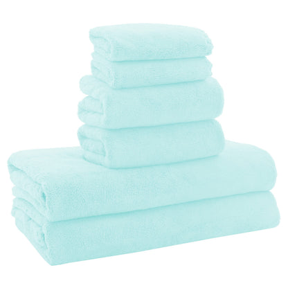 MOONQUEEN Ultra Soft Towel Set - Quick Drying - 2 Bath Towels 2 Hand Towels 2 Washcloths - Microfiber Coral Velvet Highly Absorbent Towel for Fitness, Bathroom, Sports, Yoga, Travel-Grey 6 Pcs