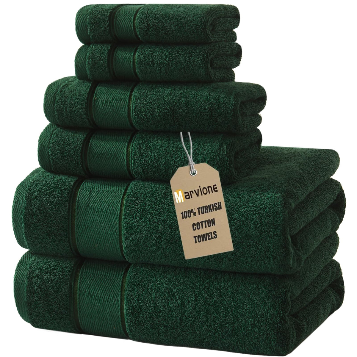 Marvione Bath Towels Set 6 Piece, 100% Turkish Cotton Luxury Towels