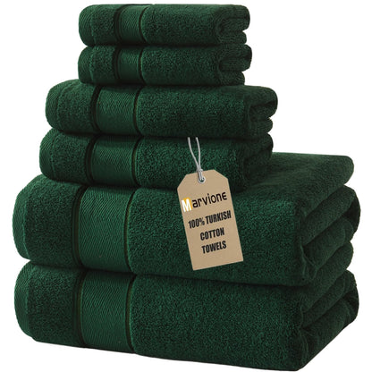 Marvione Bath Towels Set 6 Piece, 100% Turkish Cotton Luxury Towels