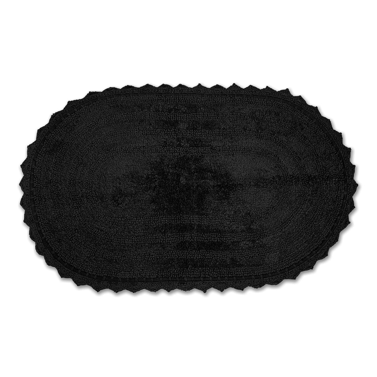 DII Crochet Collection Reversible Bath Mat, Small Oval, 17x24, White