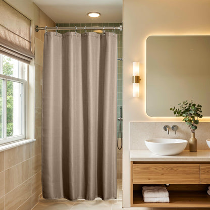 AmazerBath White Shower Curtain Fabric, Waffle Shower Curtains for Bathroom, Cloth Shower Curtain Heavy Duty, Thick Bathroom Shower Curtains Hotel Quality, Premium Polyester, 72x72 Inches