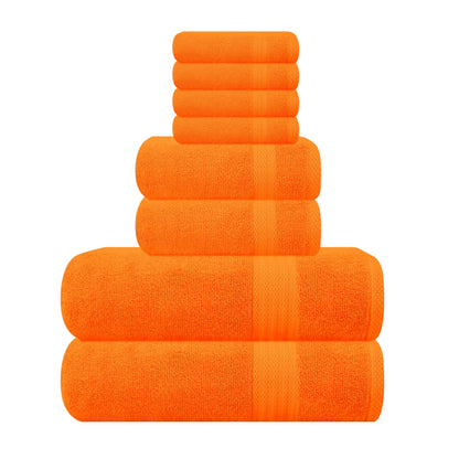 GLAMBURG Ultra Soft 8-Piece Towel Set - 100% Pure Ringspun Cotton, Contains 2 Oversized Bath Towels 27x54, 2 Hand Towels 16x28, 4 Wash Cloths 13x13 - Ideal for Everyday use, Hotel & Spa - Pink