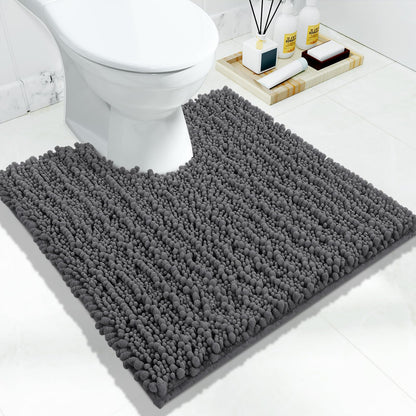 Yimobra Bathroom Rugs Non-Slip Washable – Extra Soft & Absorbent Chenille Bath Mat, Quick-Dry Plush Shaggy Floor & Vanity Bath Rugs for Tub & Shower, Modern Home Decor Accessories, 24 x 17, Grey