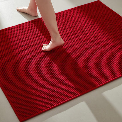 TYUU Bathroom Rugs Non Slip Washable, Super Absorbent Thin Bath Mat Small Quick Dry Low Pile Bathroom Rug, White 16"x24" / 1'4" x 2'