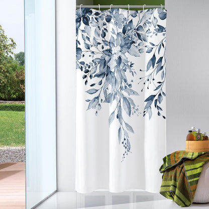 Gibelle Grey Eucalyptus Shower Curtain, Watercolor Floral Print, 72x72