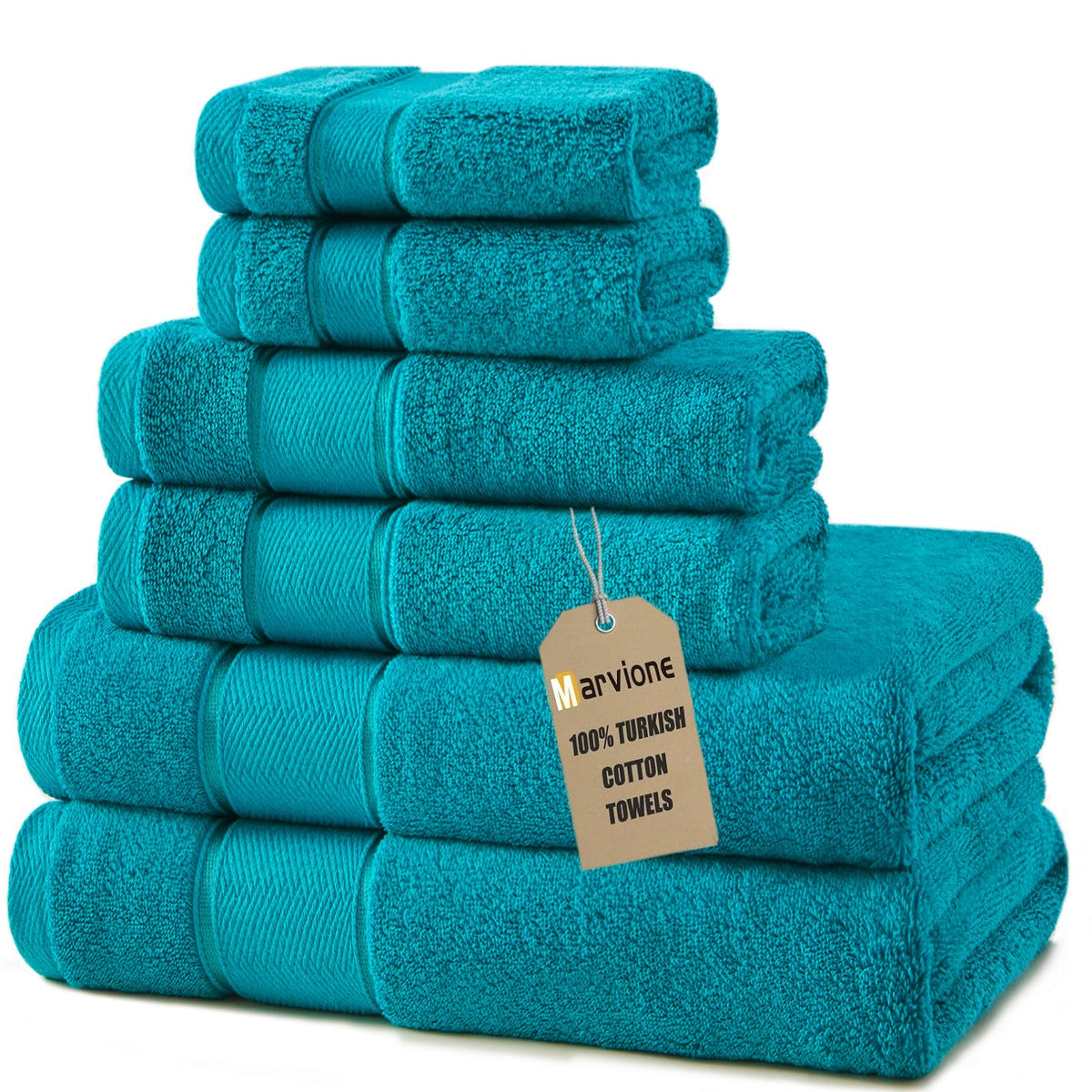 Marvione Bath Towels Set 6 Piece, 100% Turkish Cotton Luxury Towels