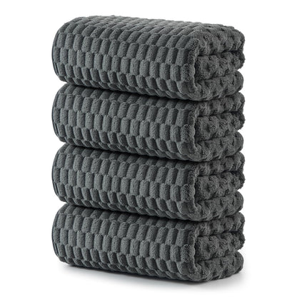 REDKISS Microfiber Bath Towels of 4-27x55 Inches Bath Towel Large, Highly Absorbent Towels for Bathroom, Quick Drying, Super Soft, Lint Free Fluffy Shower Towel for Gym, SPA, Gray, Blue