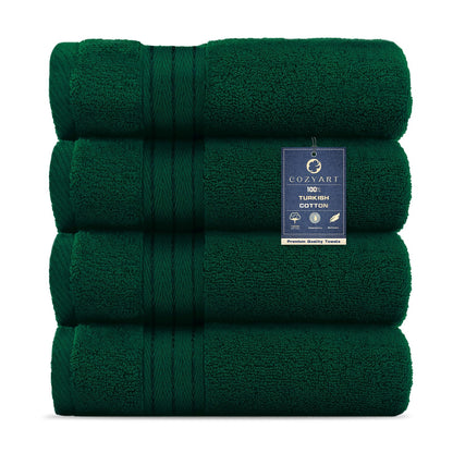 COZYART Luxury Bath Towel Set 6 Pcs, Dark Green 100% Turkish Cotton 650 GSM