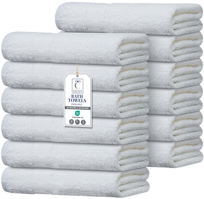 Large Bath Towels Set of 6 – 100% Cotton Terry – 24" x 50" – Quick Dry, Soft & Highly Absorbent – Grey Towels for Bathroom, Gym, Spa, Pool & Daily Use