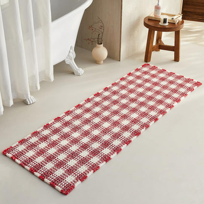 TYUU Waffle Bath Mat, Boho Bathroom Rugs Non Slip Washable, 30x20 Khaki
