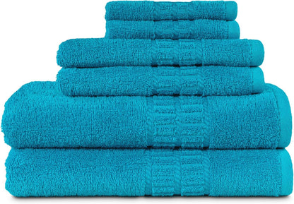 MyPillow MyTowels 6 Piece Towel Set - 100% Cotton Soft Absorbent Towels for Bathroom, 2 Bath Towels, 2 Hand Towels, 2 Washcloths [MyTowels 6-Piece Set, Turquoise]