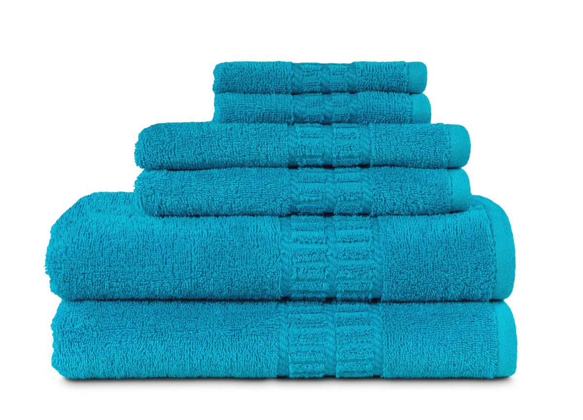 MyPillow MyTowels 6 Piece Towel Set - 100% Cotton Soft Absorbent Towels for Bathroom, 2 Bath Towels, 2 Hand Towels, 2 Washcloths [MyTowels 6-Piece Set, Turquoise]