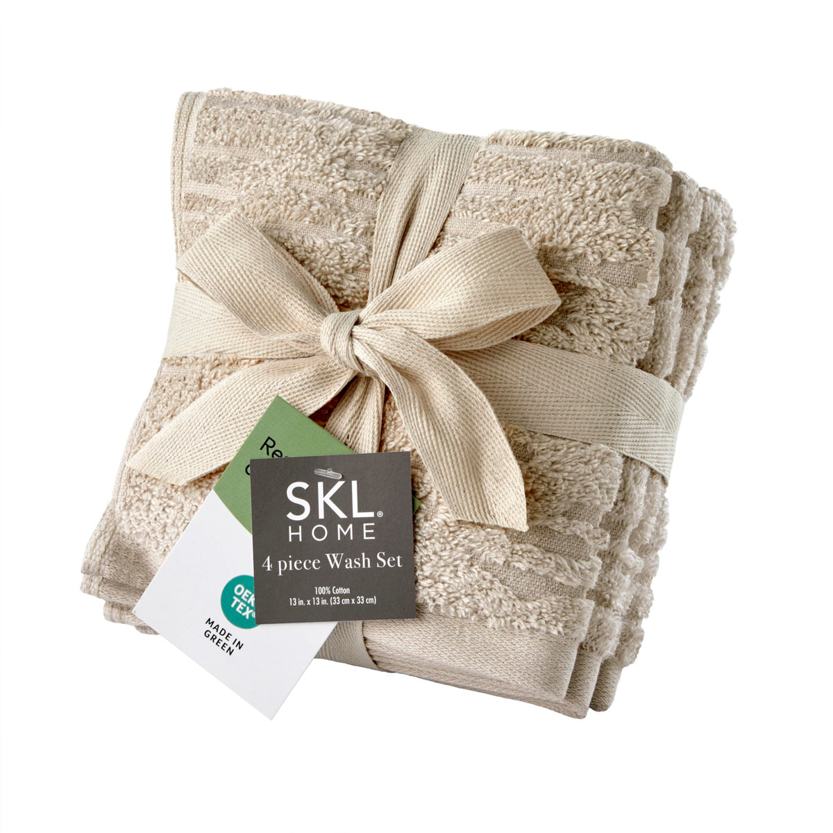 SKL Home CloudSoft Hand Towel Set, 2-Piece, 100% Cotton Luxury, Oatmeal