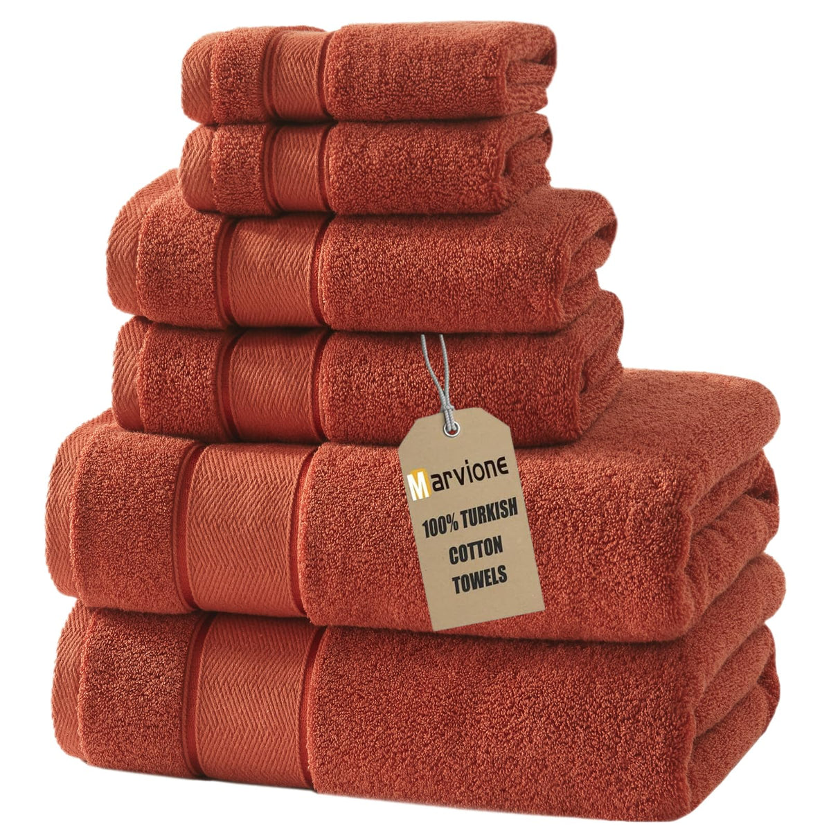 Marvione Bath Towels Set 6 Piece, 100% Turkish Cotton Luxury Towels