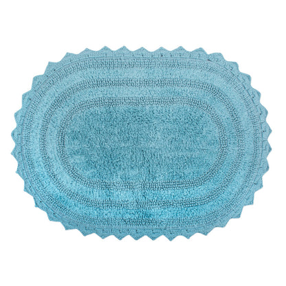DII Crochet Collection Reversible Bath Mat, Small Oval, 17x24, White