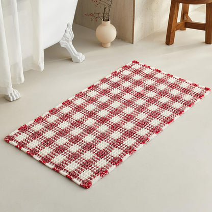 TYUU Waffle Bath Mat, Boho Bathroom Rugs Non Slip Washable, 30x20 Khaki
